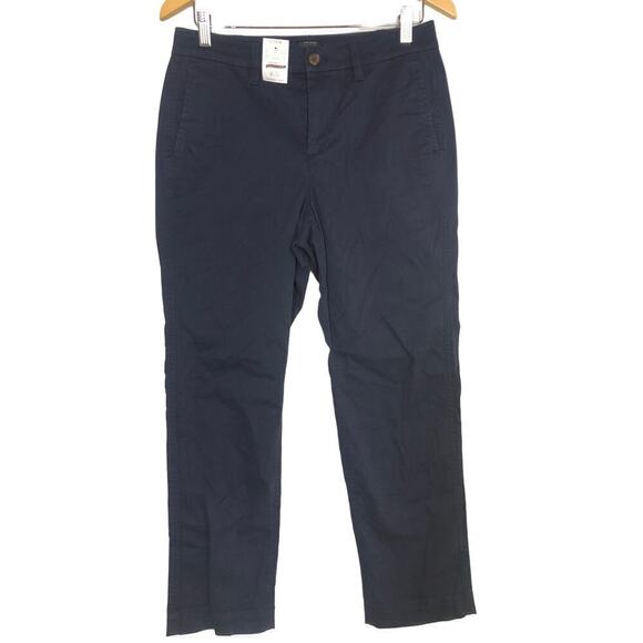 J. Crew High Rise Girlfriend Pants Petite Straight Leg Chino Pant Navy NWT P6 - Picture 4 of 11